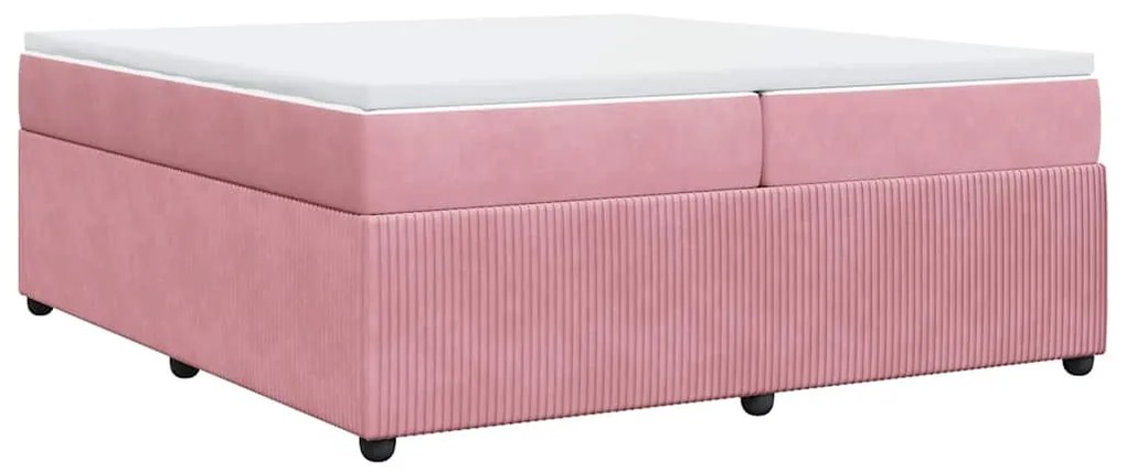 Cama com molas/colchão 200x200 cm veludo rosa