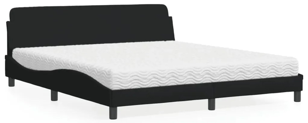 vidaXL Cama com colchão 180x200 cm tecido preto