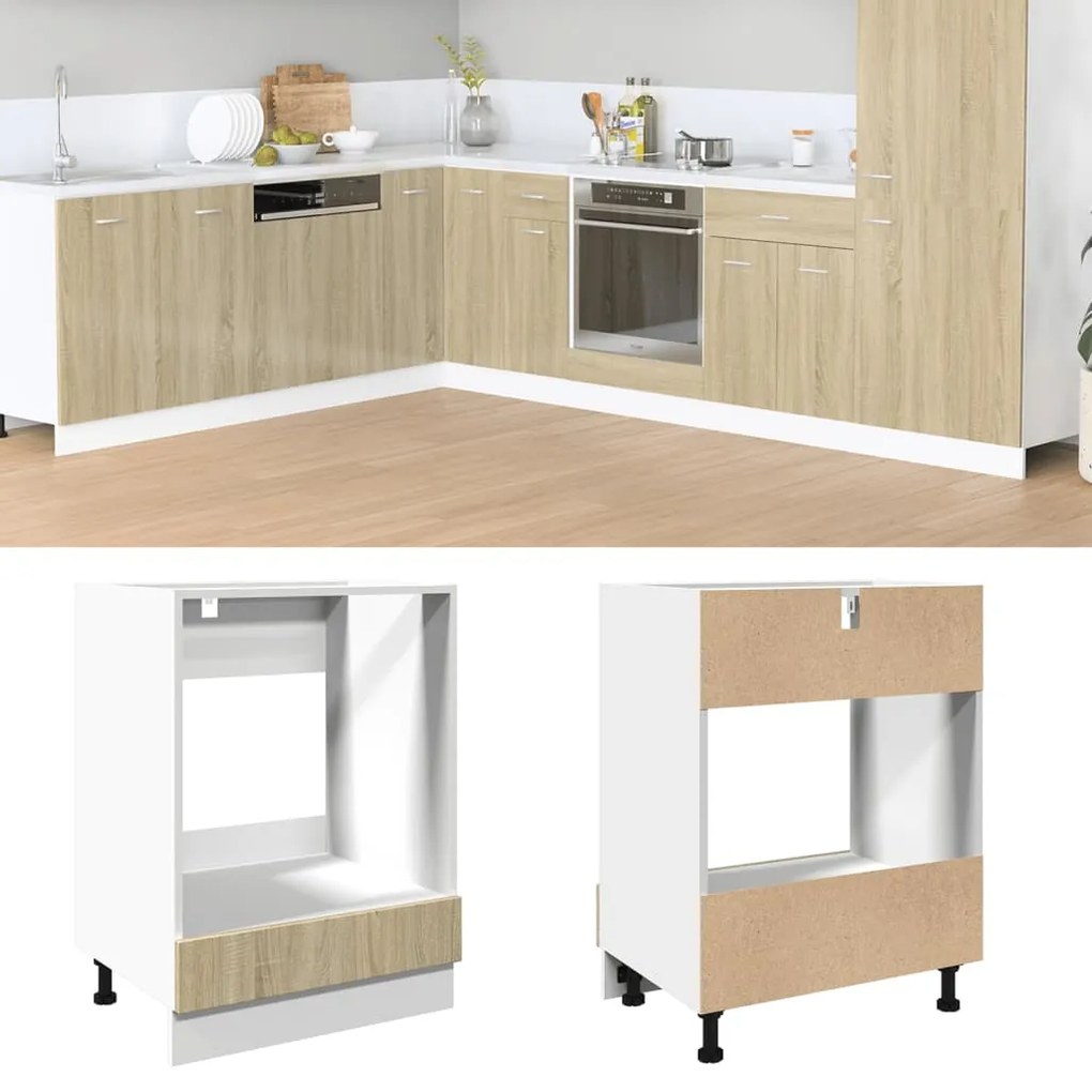 vidaXL Armário para forno 60x46x81,5 cm contraplacado cor carvalho