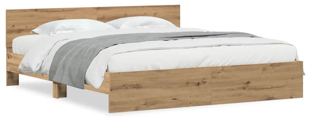 Cama com cabeceira de carvalho artesanal – 180 x 200 cm, feita de made