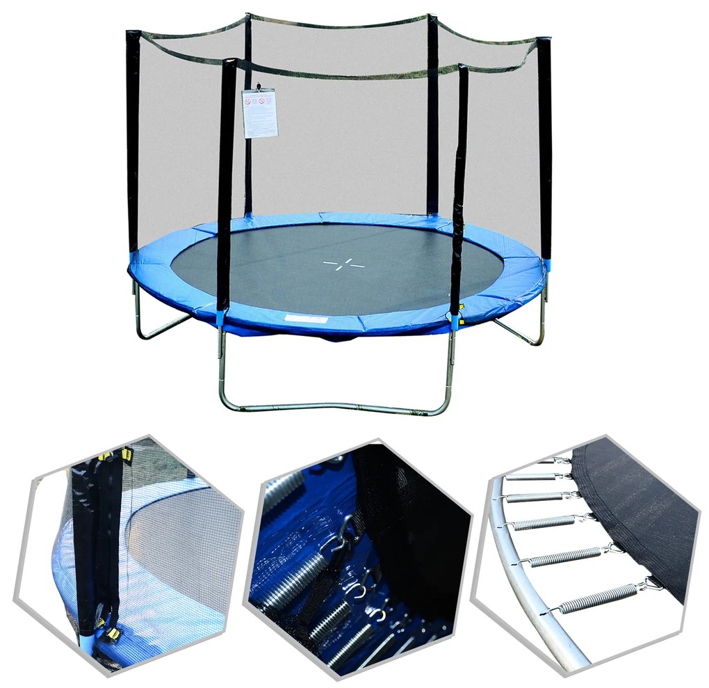 CAMA ELÁSTICA Ø244cm + Red Trampolim de Segurança Conjunto Jardin Carga Max 100Kg