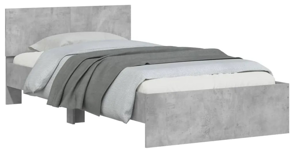 Estrutura de cama c/ cabeceira derivados madeira cinza-cimento
