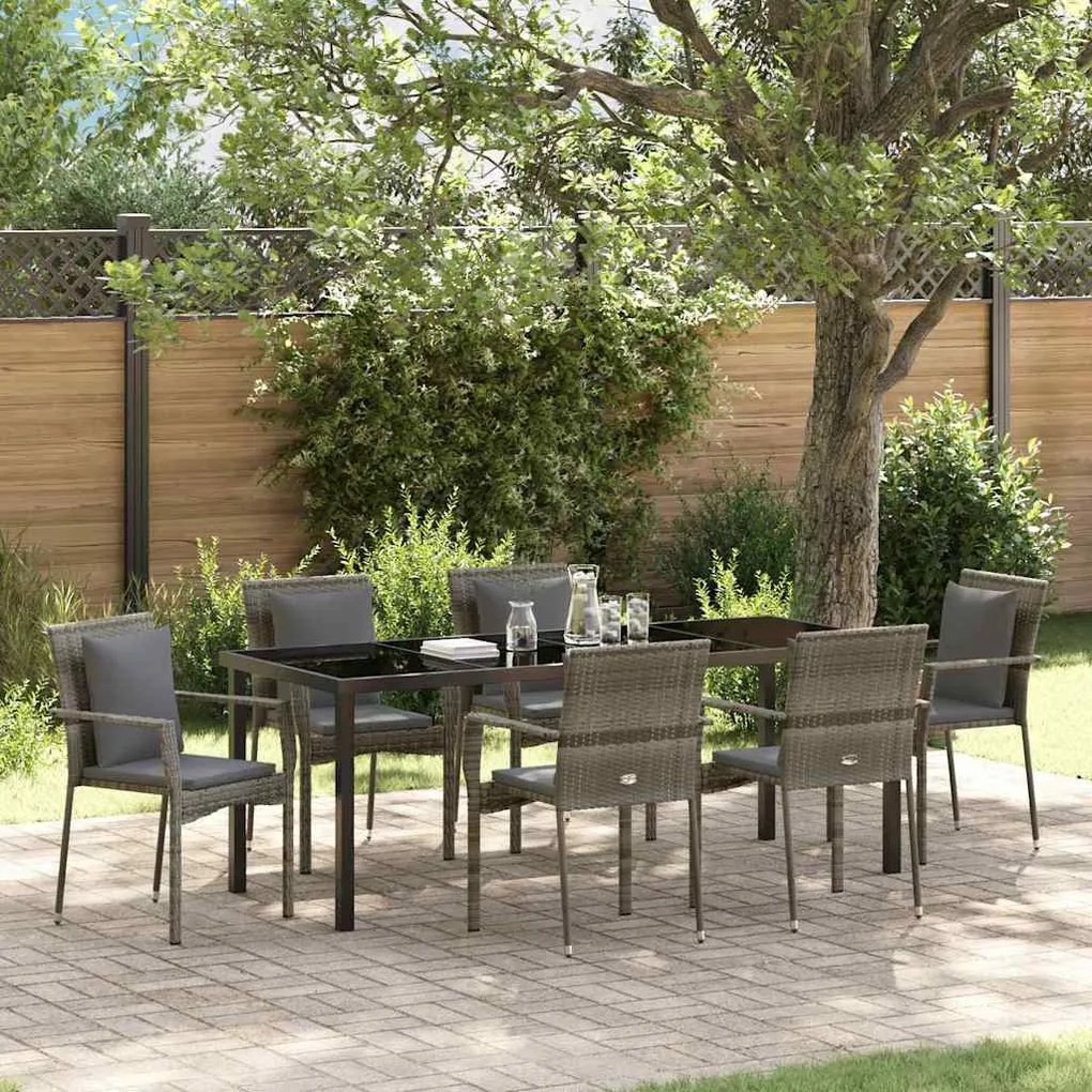 vidaXL Conjunto de Cadeiras de Jardim 7 pcs Cinzeto 200 x 80 x 73 cm