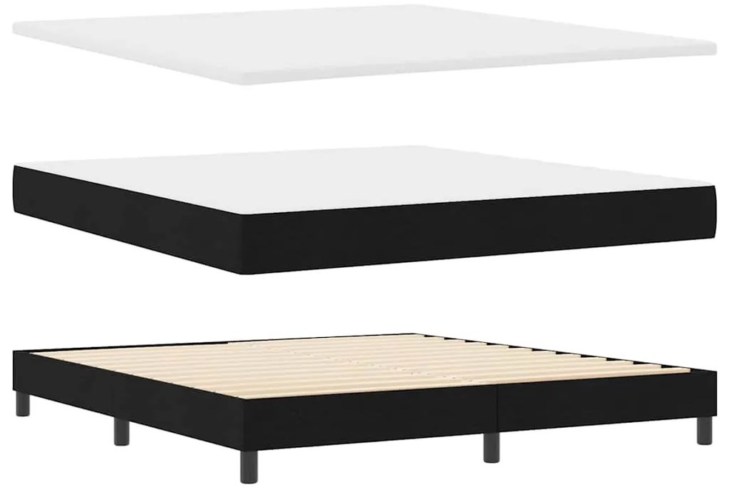 Cama Box com Colchão Preto 180x200 cm Tecido