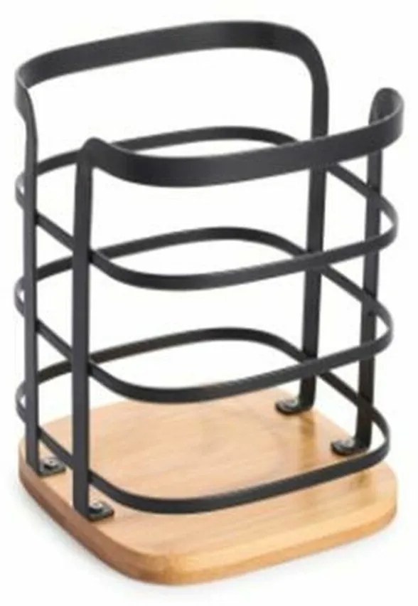 Organizador de Talheres DKD Home Decor 12 x 12 x 14,5 cm Natural Preto Aço