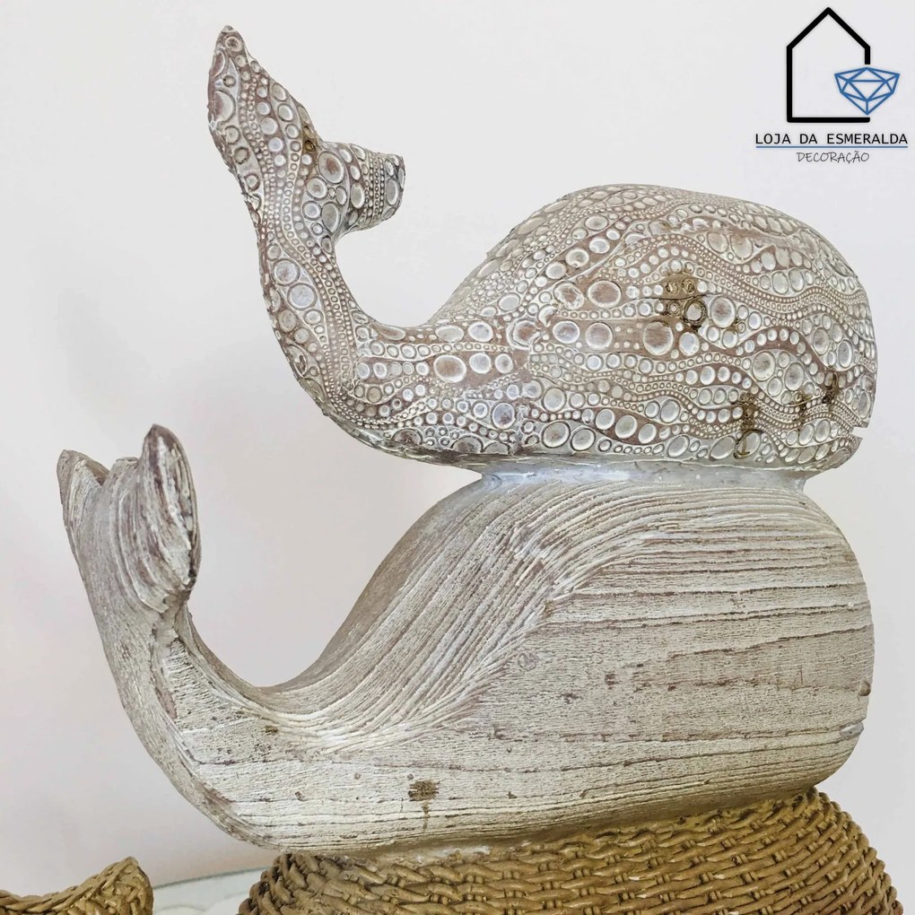 Peça Decorativa c/ Baleias | 29x10x27CM
