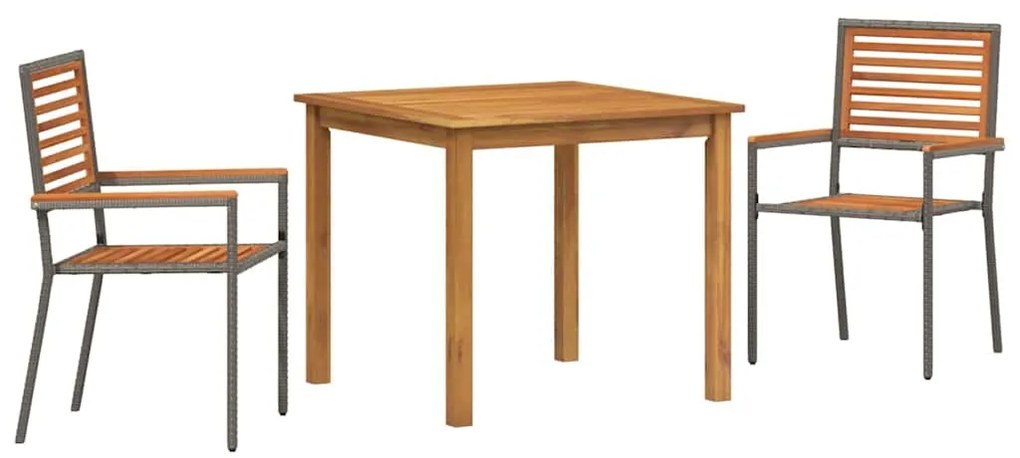 Conjunto de Jantar para Jardim 3 pcs Cinzeto 85 x 85 x 74 cm