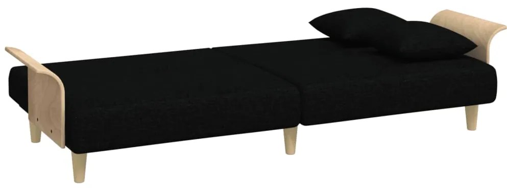 Sofá-cama com apoio de braços tecido preto