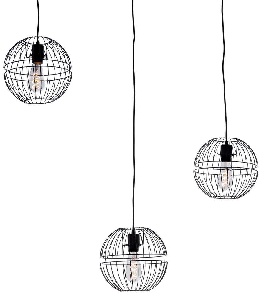 Candeeiro de suspensão moderno preto 3 luzes - Sphaera Moderno