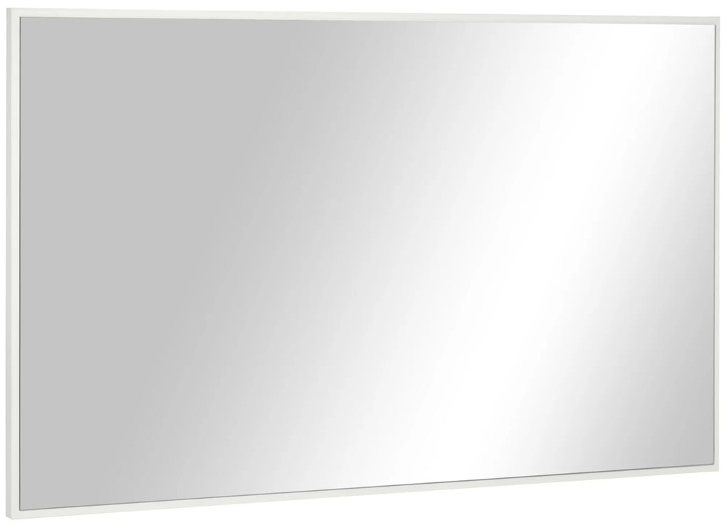 Espelho de Casa de Banho Retangular 104x60cm Espelho de Parede Decorativo e Moderno com Estrutura de Madeira para Dormitório Corredor Entrada Branco