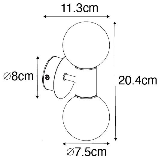 Candeeiro de parede moderno ouro IP44 2 luzes - Cederic Moderno