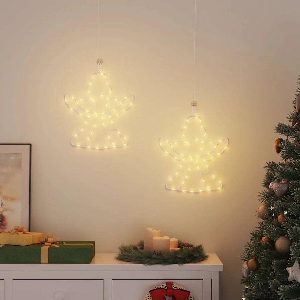 Luzes de Natal anjo silhueta 2 pcs 50 LEDs branco quente