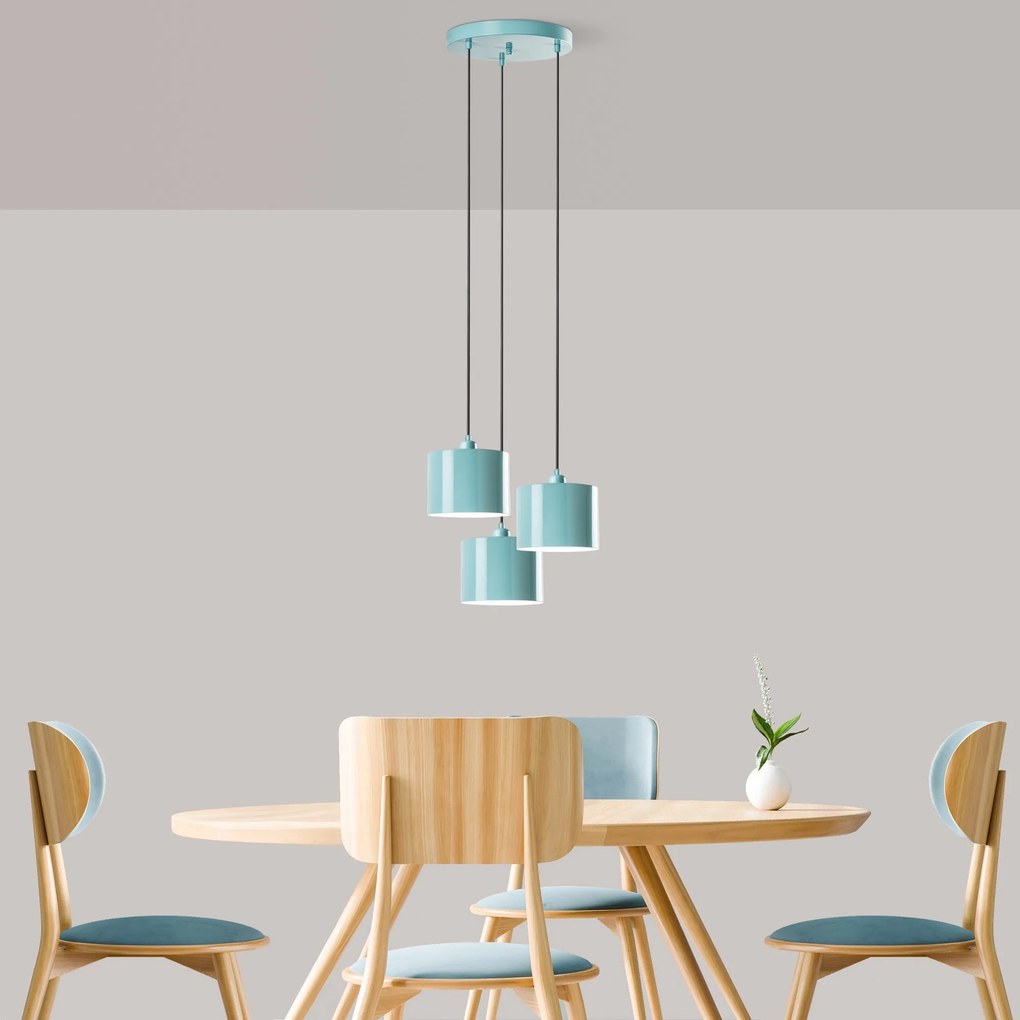 Chandelier Duz – Turquesa – Diâmetro 45 cm, Altura Total 75 - 110 cm