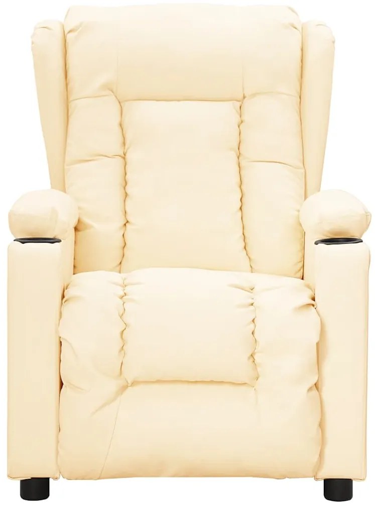 Poltrona de massagens elevatória couro artificial cor creme