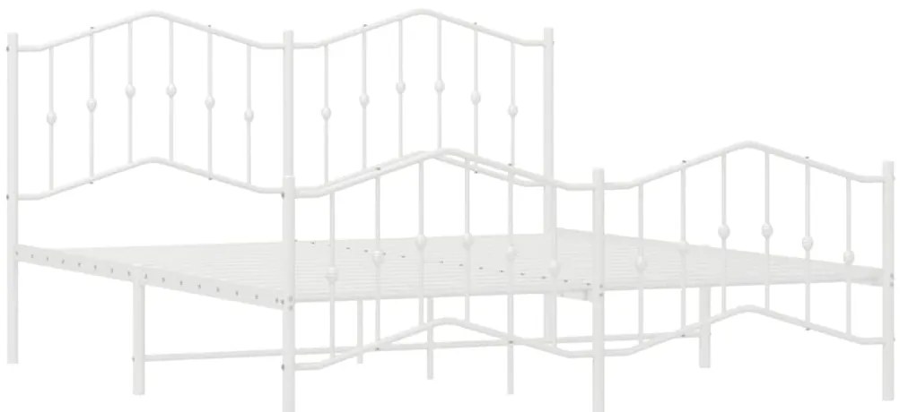 Estrutura de cama com cabeceira e pés 183x213 cm metal branco