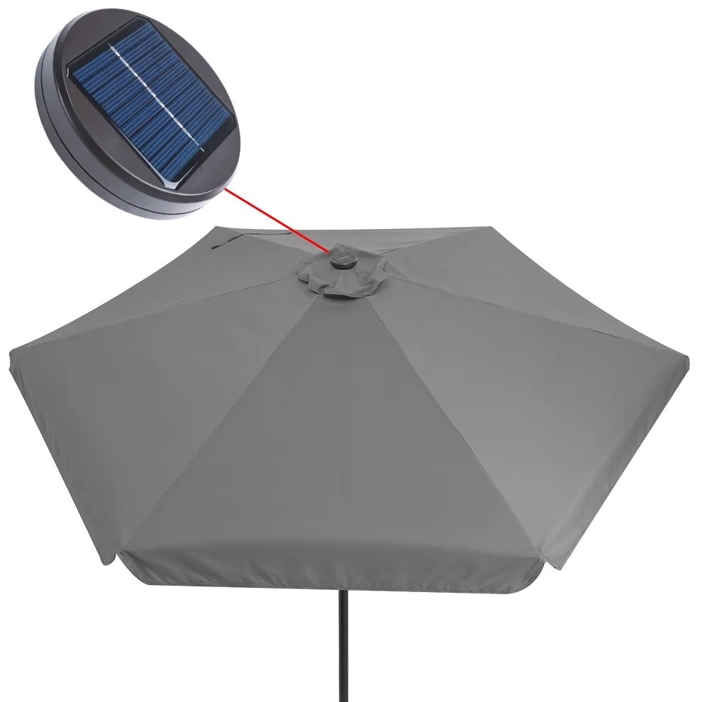 Guarda-sol solar LED Atenas Ø330cm Proteção UV 80+ antracite