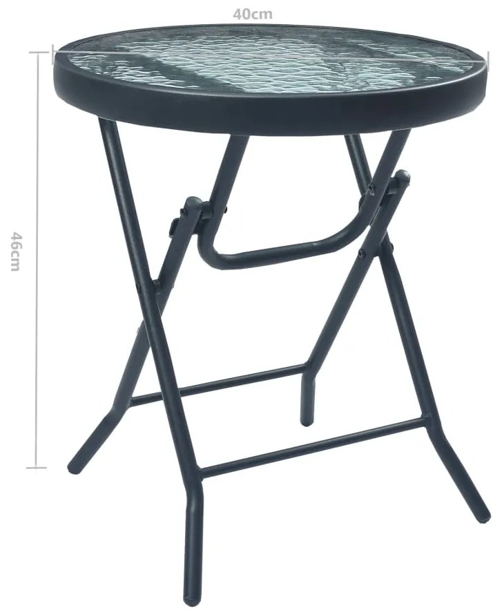 Mesa bistrô 40x46 cm aço e vidro preto