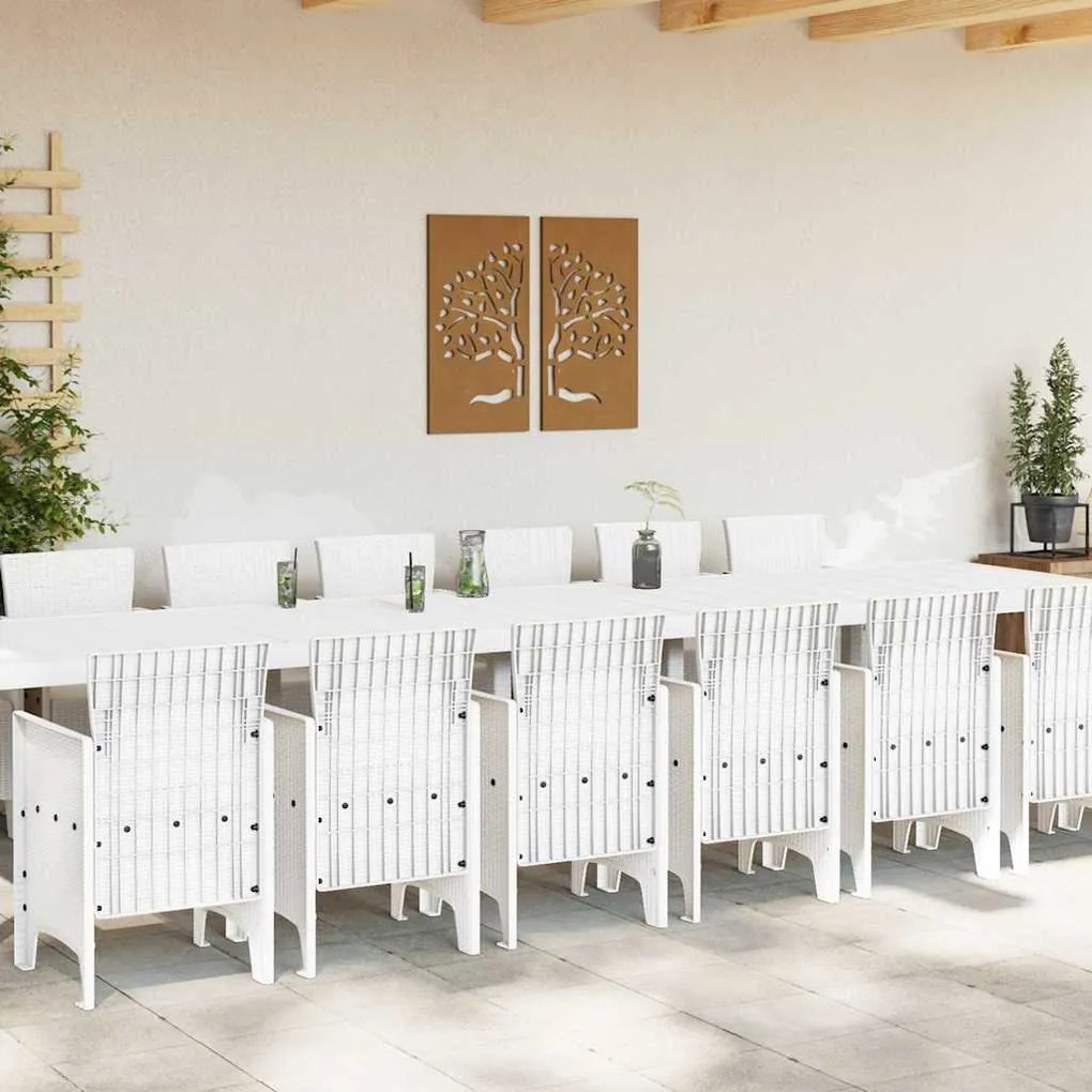 Conjunto de Jantar de Jardim 15 pcs Branco Grande Plástico