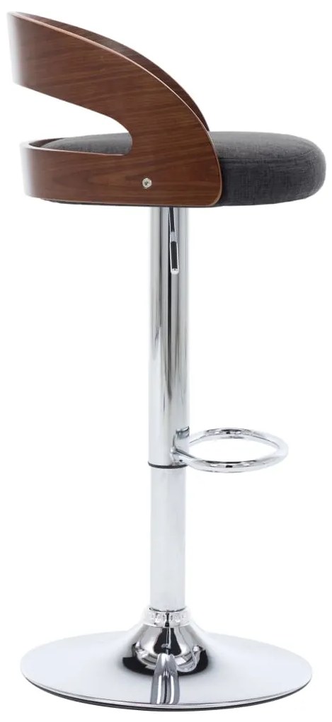 Bancos de bar 2 pcs tecido cinzento-escuro e madeira curvada