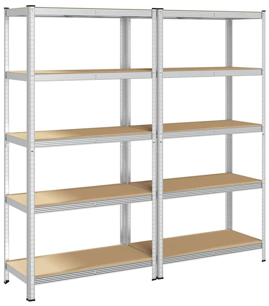 Prateleiras de armazenamento de 5 camadas 2 pcs aço prateado