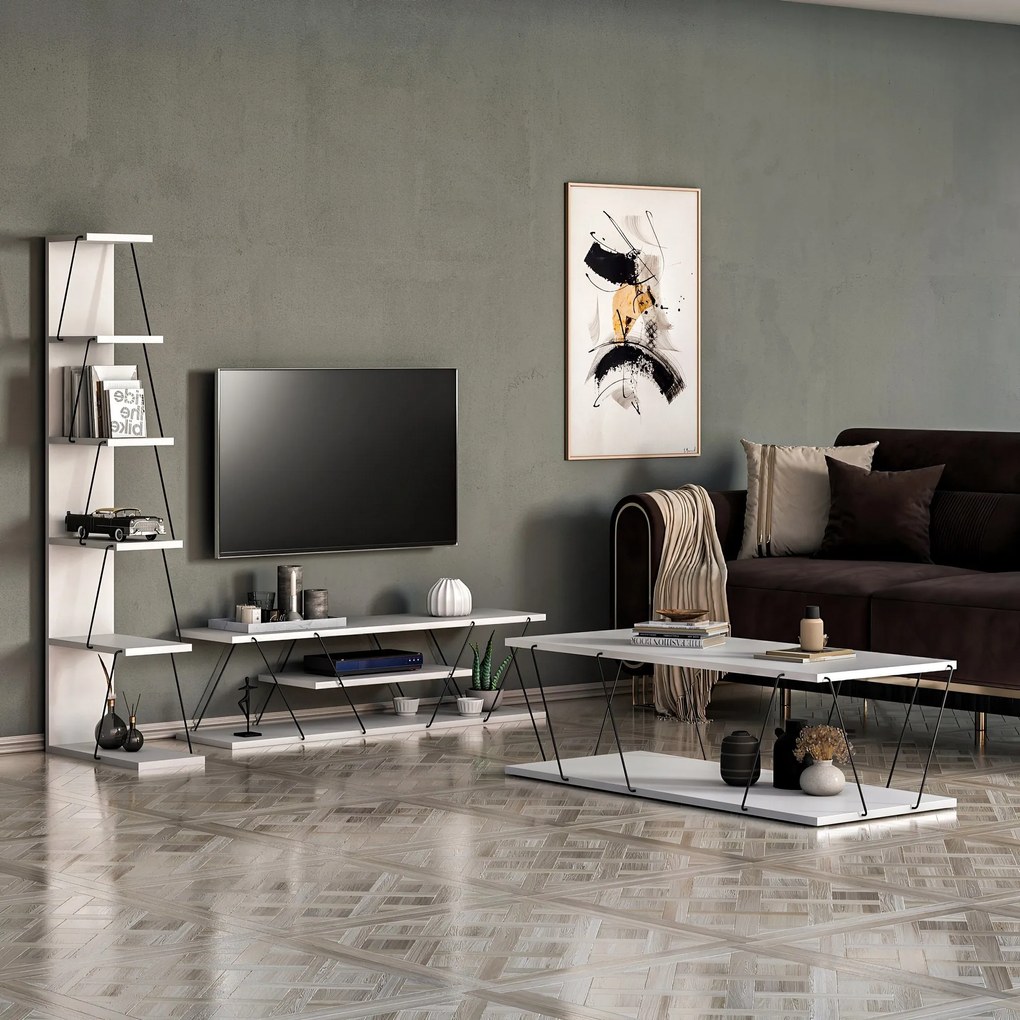 **** Conjunto de Mobiliário de Sala Epsilon – Branco e Preto – Diversa