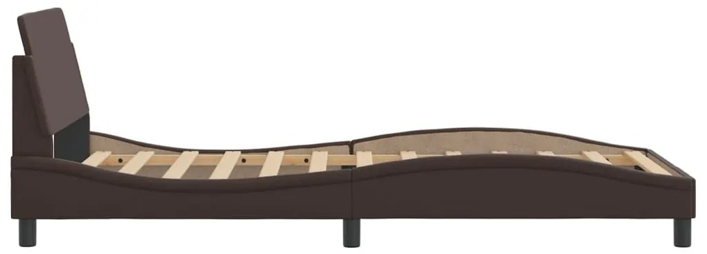 Estrutura cama c/ cabeceira 100x200cm couro artificial castanho