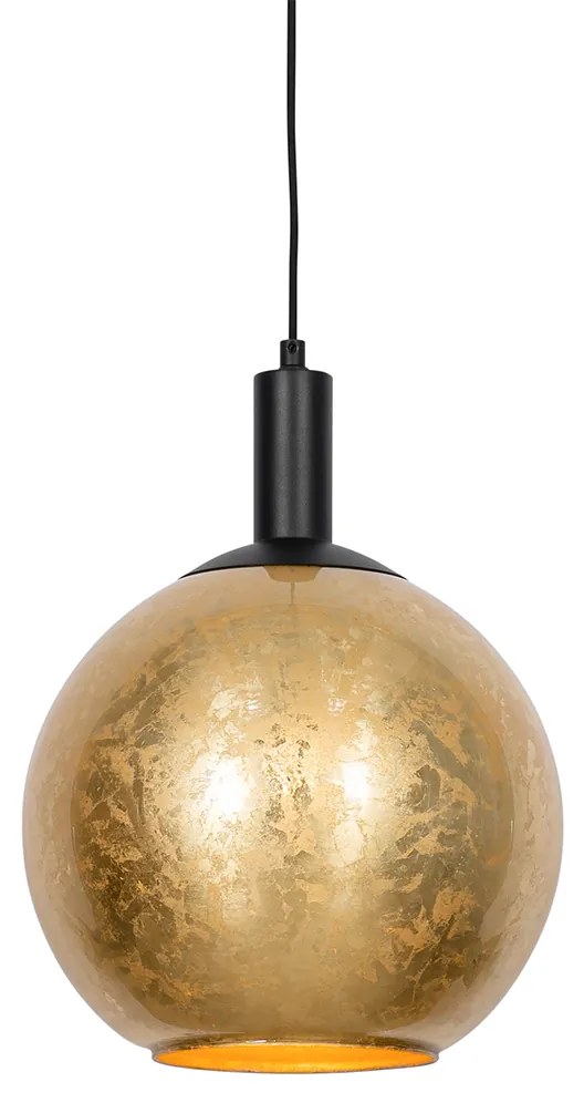 Candeeiro de suspensão design preto com vidro dourado - Bert Design