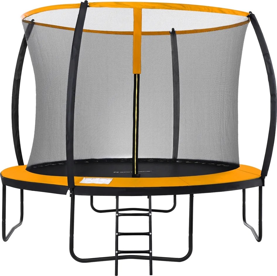 Trampolim de jardim Ø 366 cm com rede de segurança, cobertura lateral preto-laranja