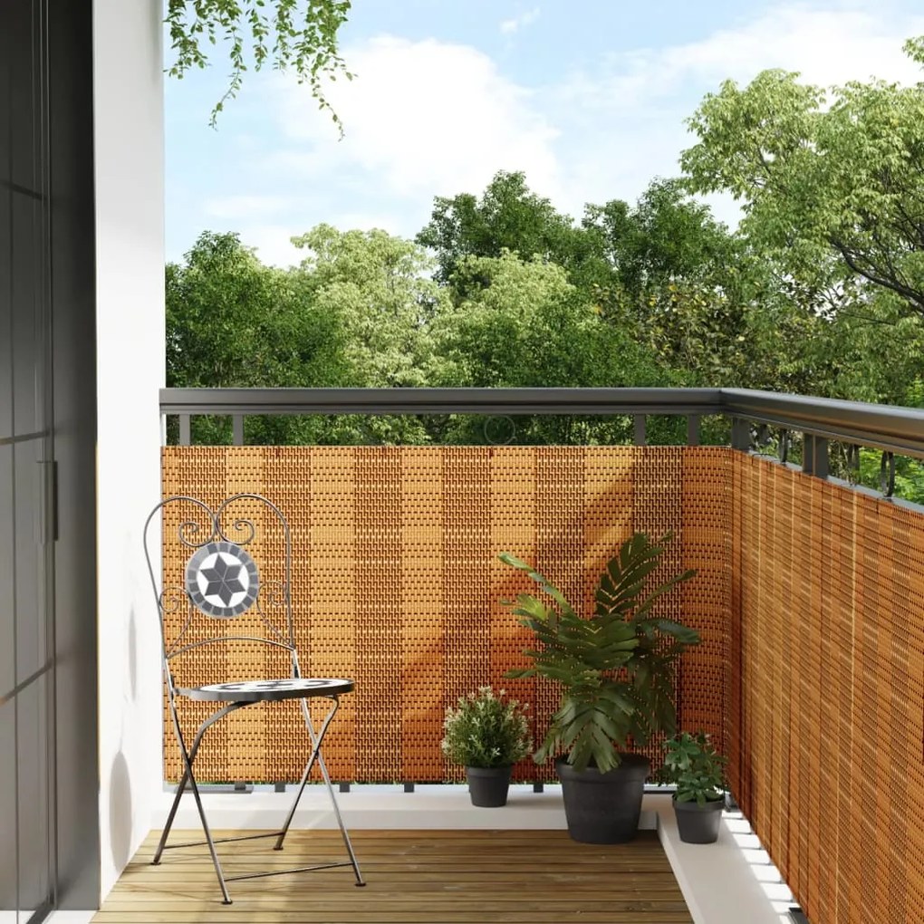 vidaXL Tela de varanda 300x100 cm vime PE castanho-claro