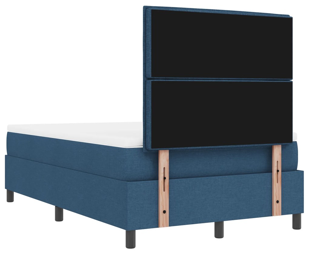 Cama Box Spring com Colchão e Banco Azul 120x190 cm Tecido