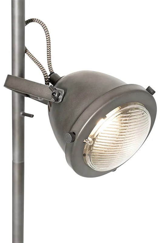 Candeeiro de pé industrial em aço com madeira 2 luzes - Emado Industrial