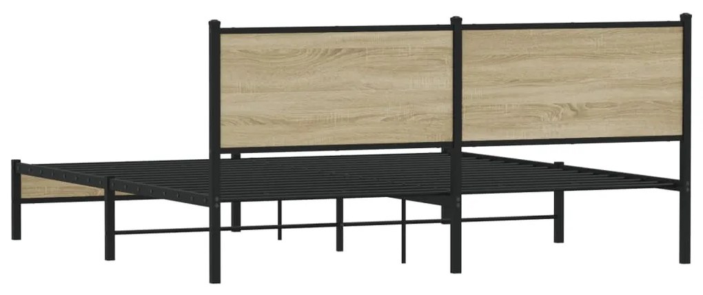 Estrutura de cama sem colchão 180x200cm metal carvalho sonoma