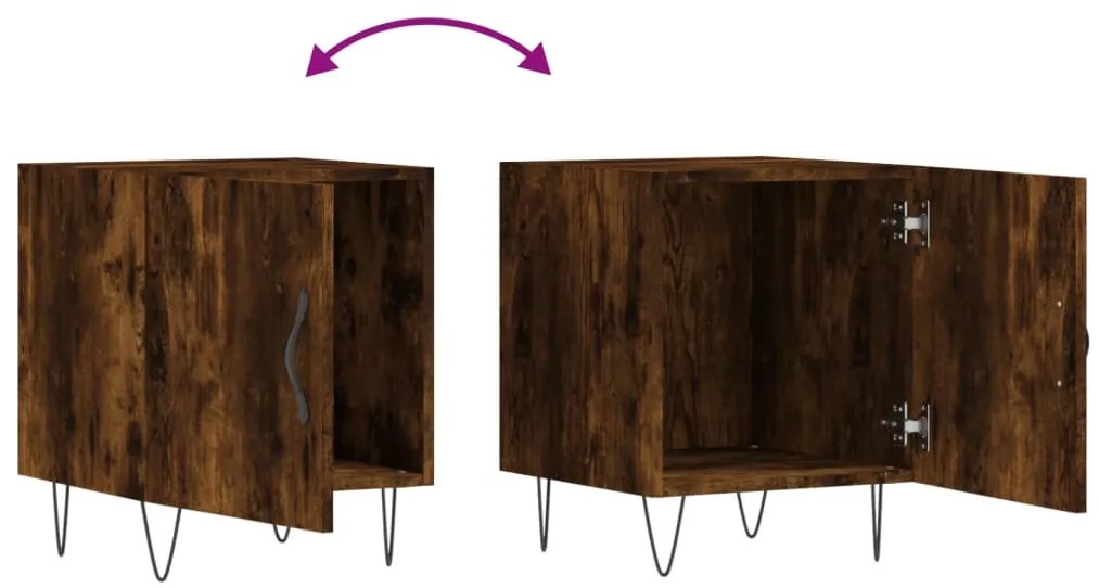 Mesa cabeceira 2pcs 40x40x50cm derivado madeira carvalho fumado