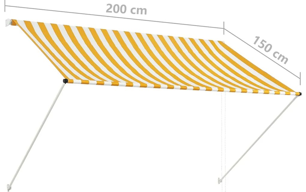 Toldo retrátil 200x150 cm amarelo e branco