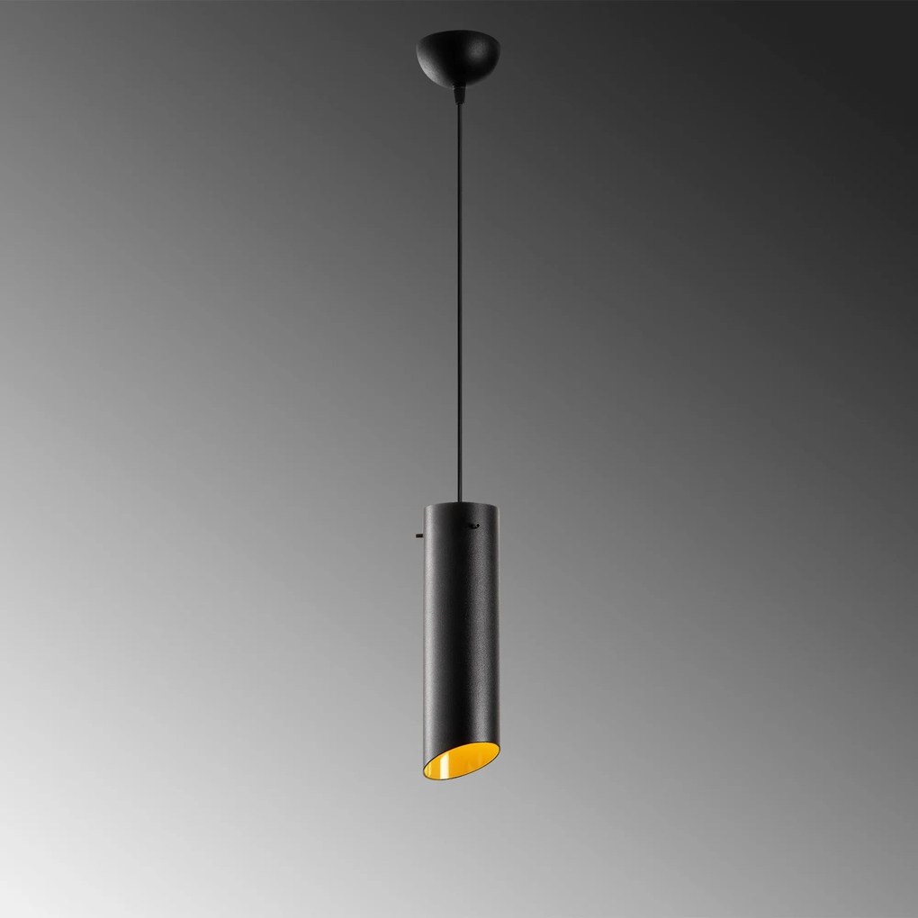 Candeeiro de Teto Sivani – Preto e Amarelo – Diâmetro 8 cm x Altura 11