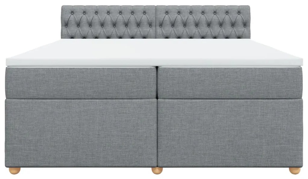 Cama com molas/colchão 200x200 cm tecido cinza-claro