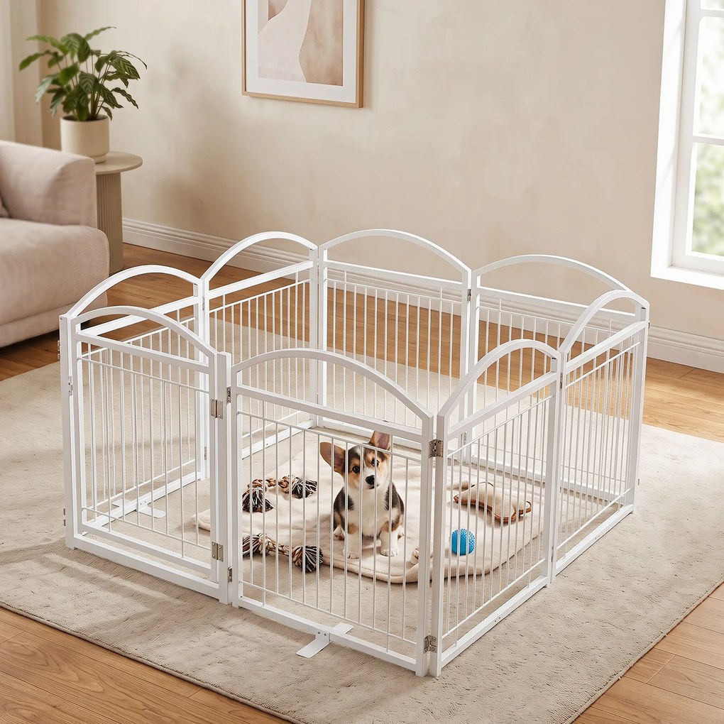 Vedação para Cães de 8 Painéis, 480 x 81 cm, Dobrável, Branco