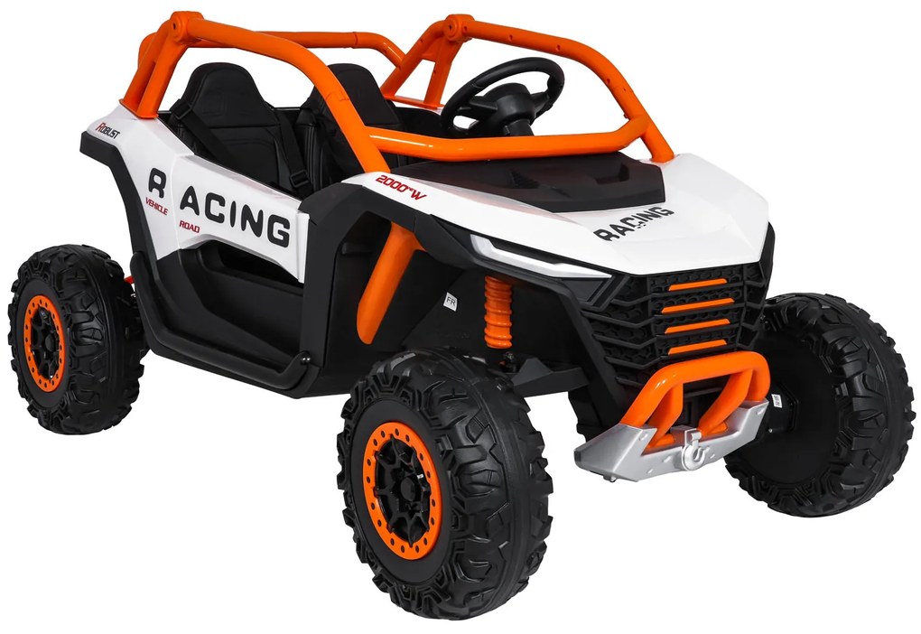 Carro elétrico para Crianças 4X4 2 Lugares 24V RACING Road 2000, Pneus	Espuma EVA, Assento couro ecológico Branco