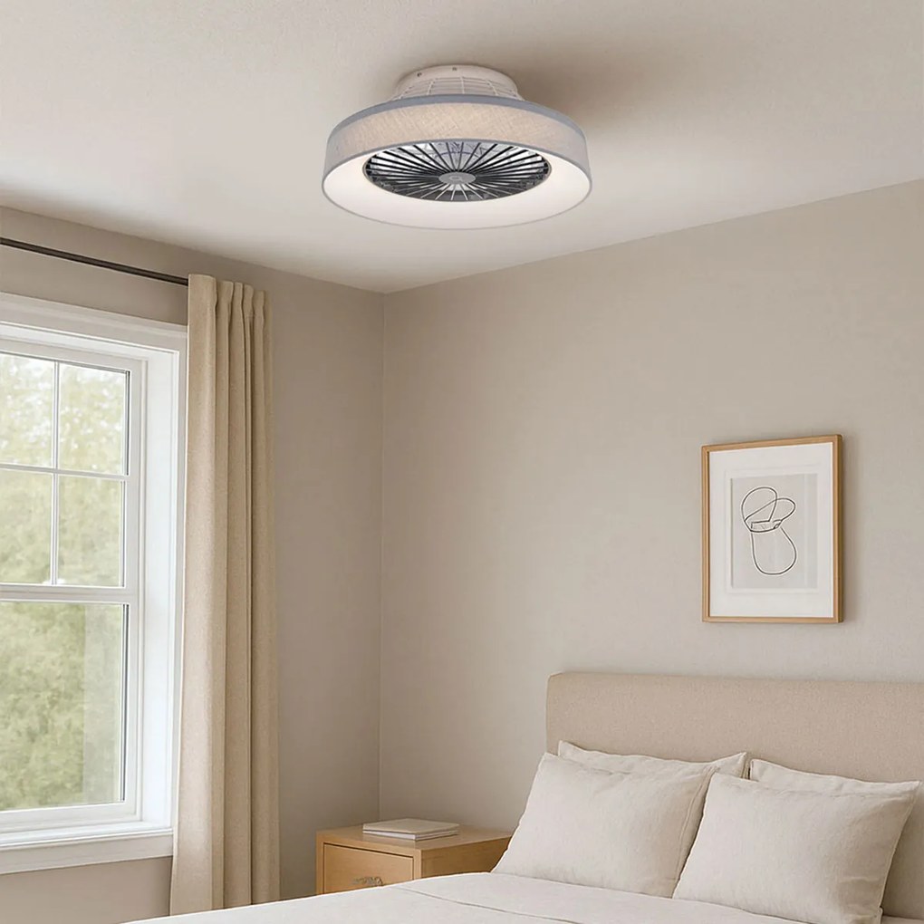 Ventilador de teto cinza com efeito de estrela 47cm incl. LED regulável com controle remoto - Emily