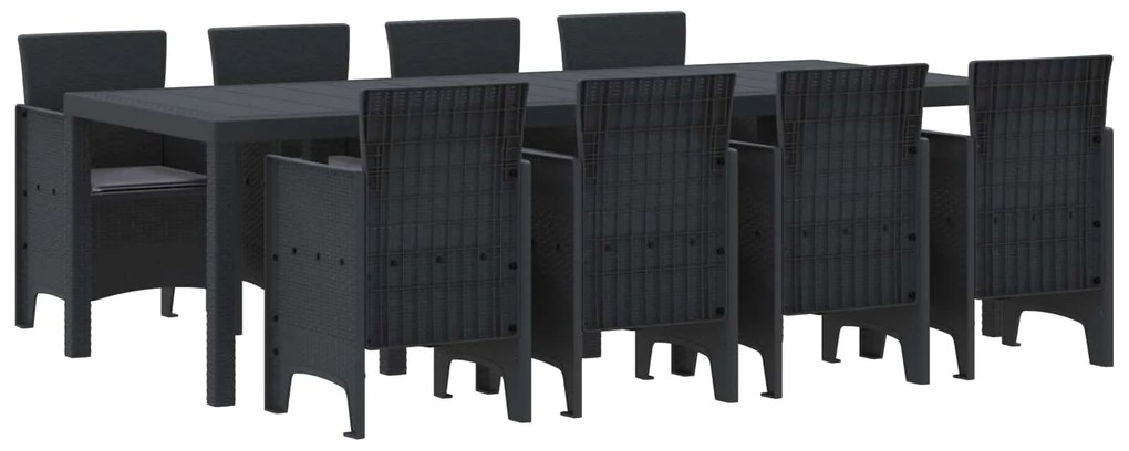 vidaXL Conjunto de Jantar para Jardim 9 pcs Antracite Rattan Polt