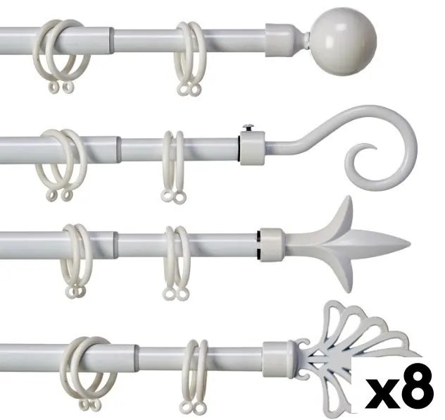 Varão para Cortinas Extensível 170 - 320 cm Branco Ferro (8 Unidades)