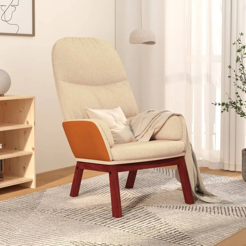 341062 vidaXL Cadeira de descanso tecido cor creme