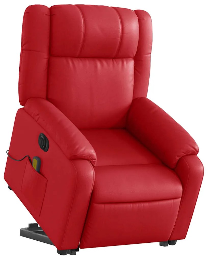 Poltrona reclinável elevatória elétrica couro artif. vermelho