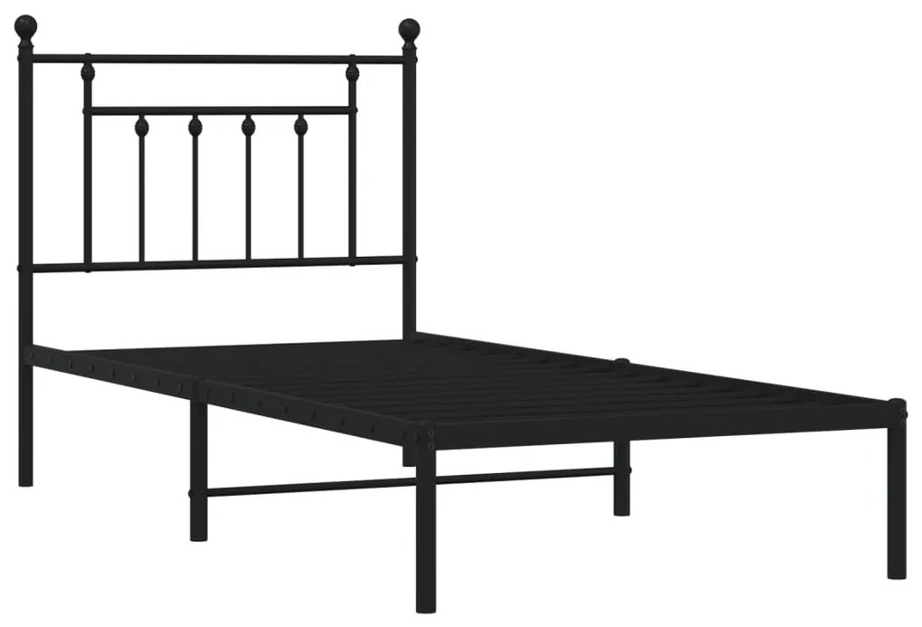 Estrutura de cama com cabeceira 90x200 cm metal preto