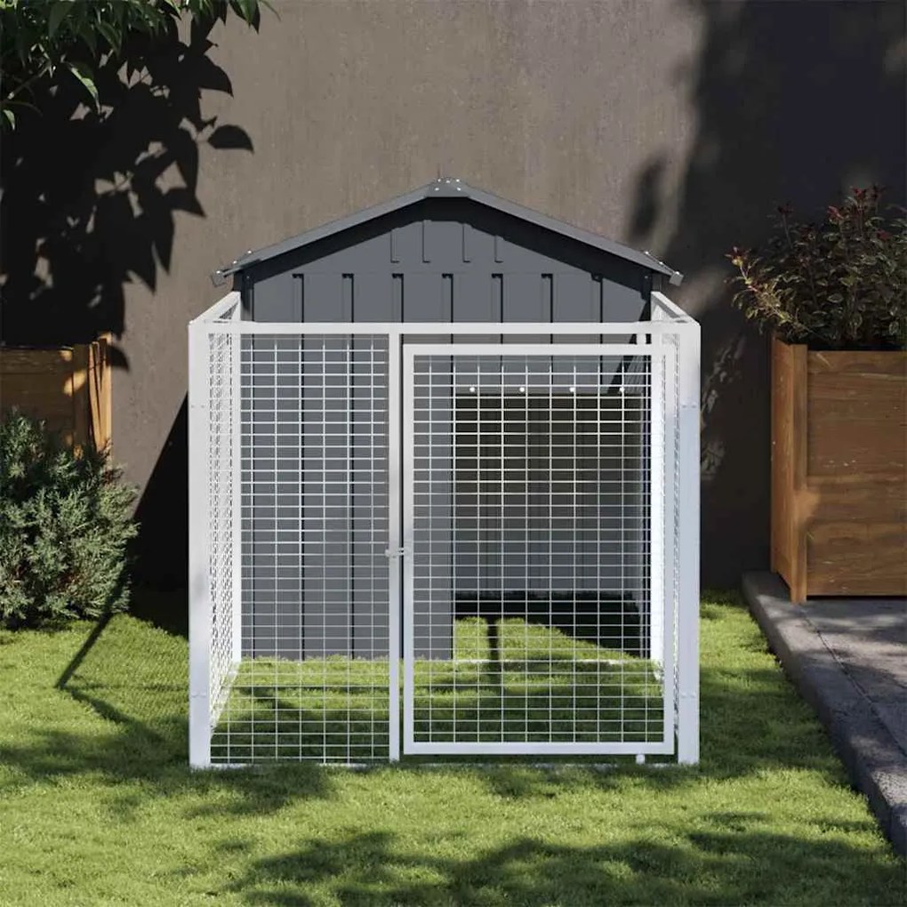 Casota para cães com parque aço galvanizado antracite