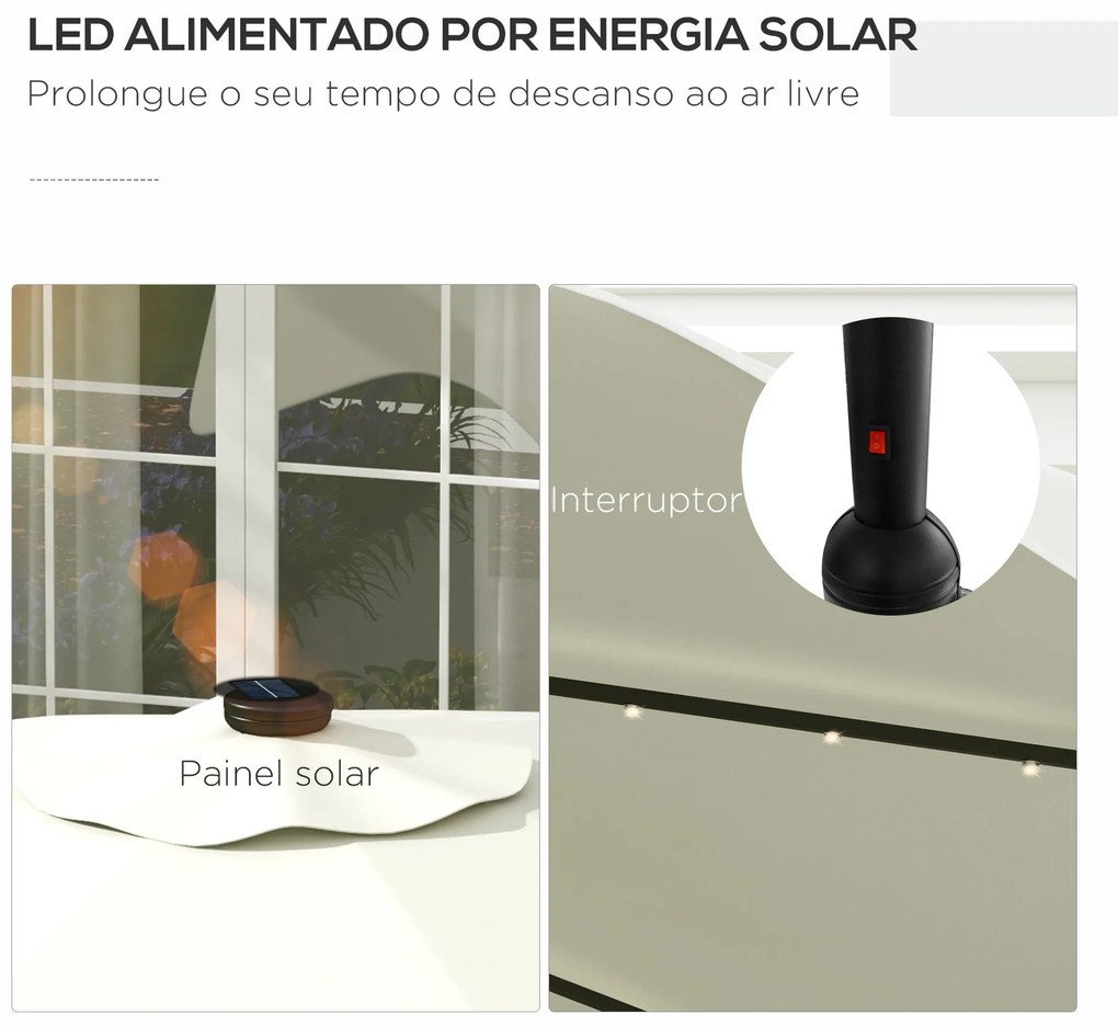 Chapéu de Sol de Jardim Ø292x248 cm Chapéu de Sol com Manivela 32 Luze