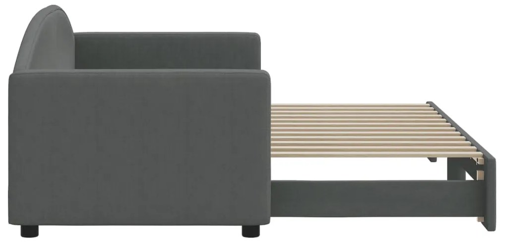 Sofá-cama com gavetão 80x200 cm tecido cinzento-escuro