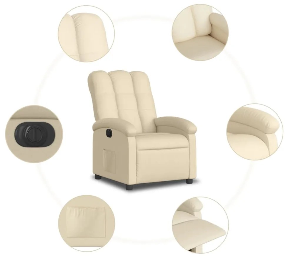 Poltrona reclinável elétrica tecido cor creme