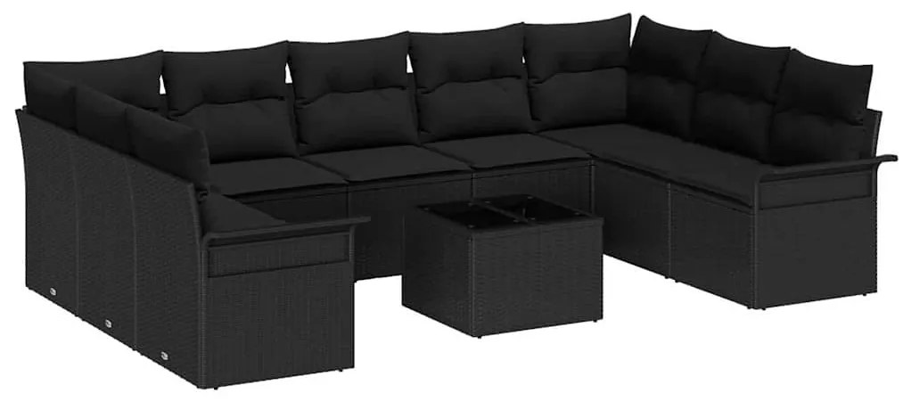 Conjunto de Sofás de Jardim vidaXL 10 Peças com Almofadas Bege Vime PE