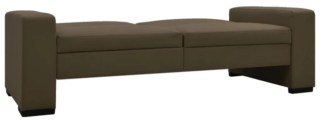 Sofá-cama couro artificial castanho